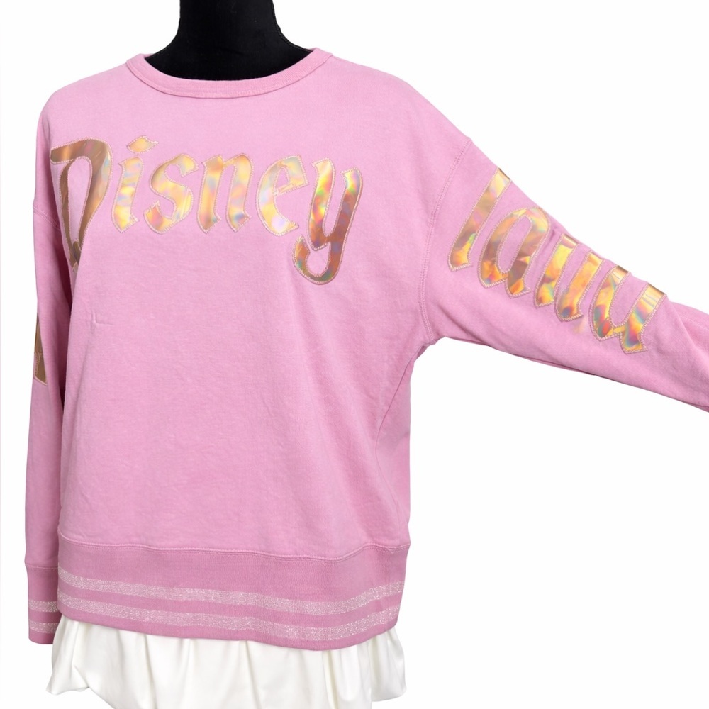 Disney Parks 50th EARidescent Pink Gold Sweatshirt Y2K Coquette Pullover Size LG - Picture 6 of 8